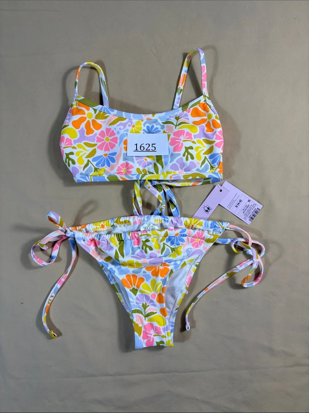 NWT Mixed Size Multicolor Floral Bralette‎ Bikini Set - Small Top/XS Bottom